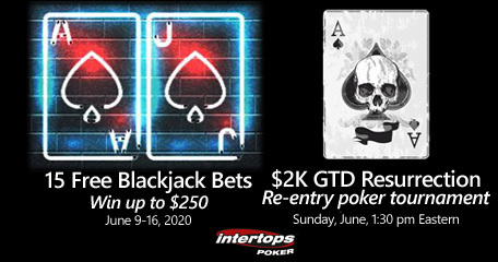 Intertops Poker menawarkan taruhan blackjack gratis dan turnamen poker $ 2K