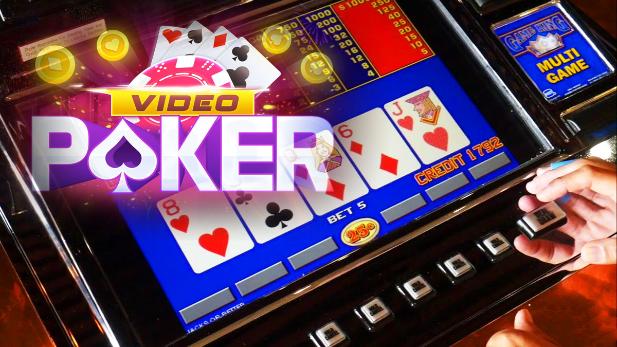 Teks Grafis Video Poker Dengan Latar Belakang Mesin Video Poker