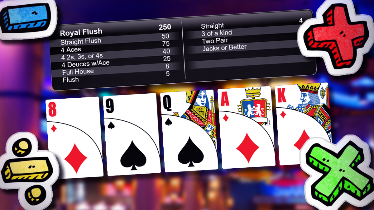 Stiker Simbol Matematika dan Kartu Video Poker dan Paytable