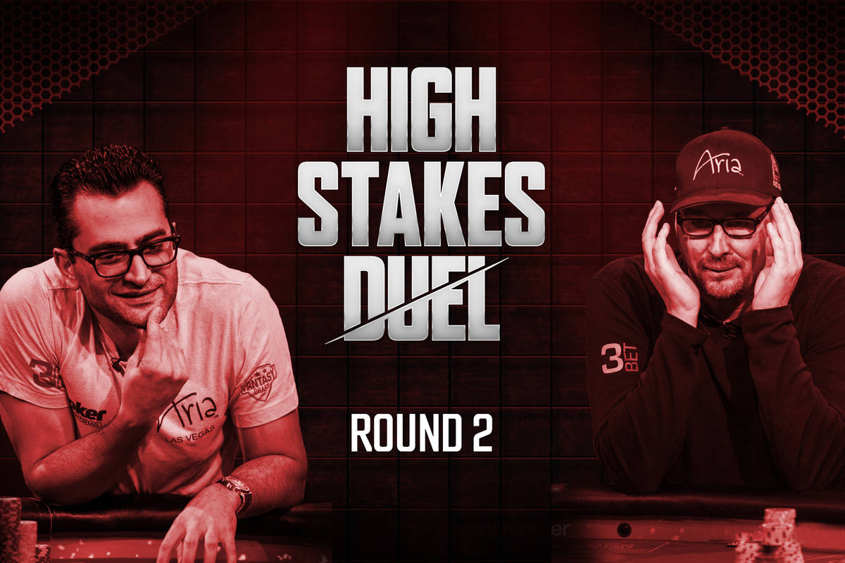 Antonio Esfandiari, left, and Phil Hellmuth will meet in the second round of "High Stakes Duel" ...