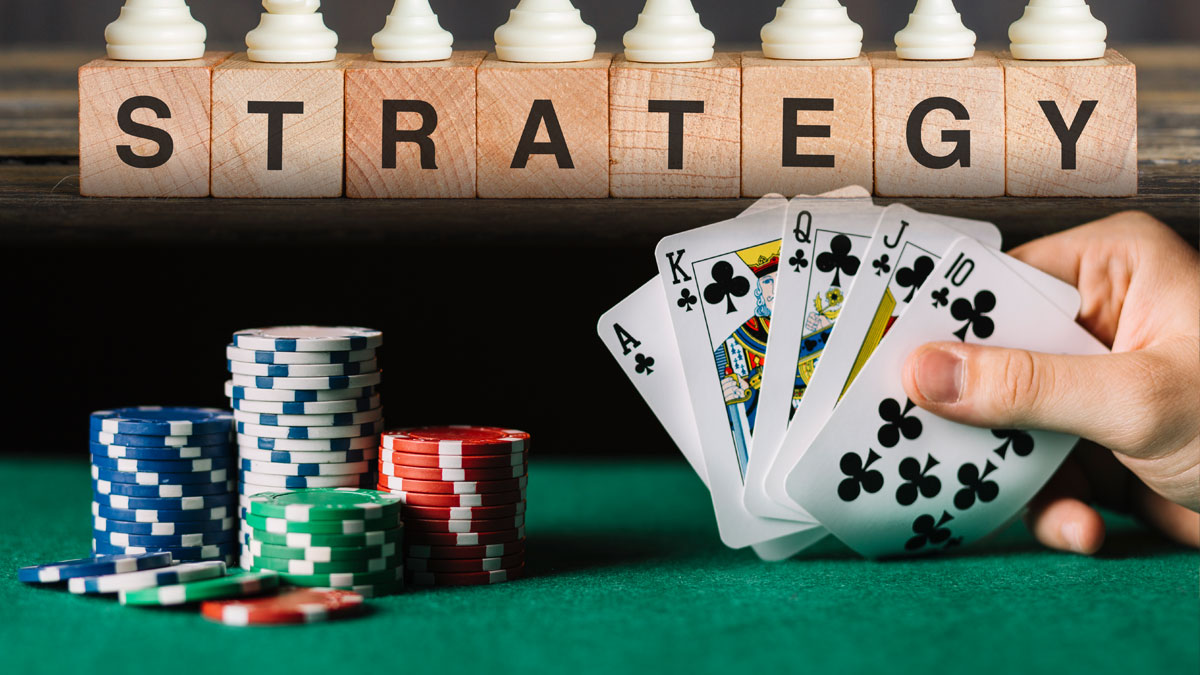 Strategi Dibilang Dengan Blok Dengan Latar Belakang Poker
