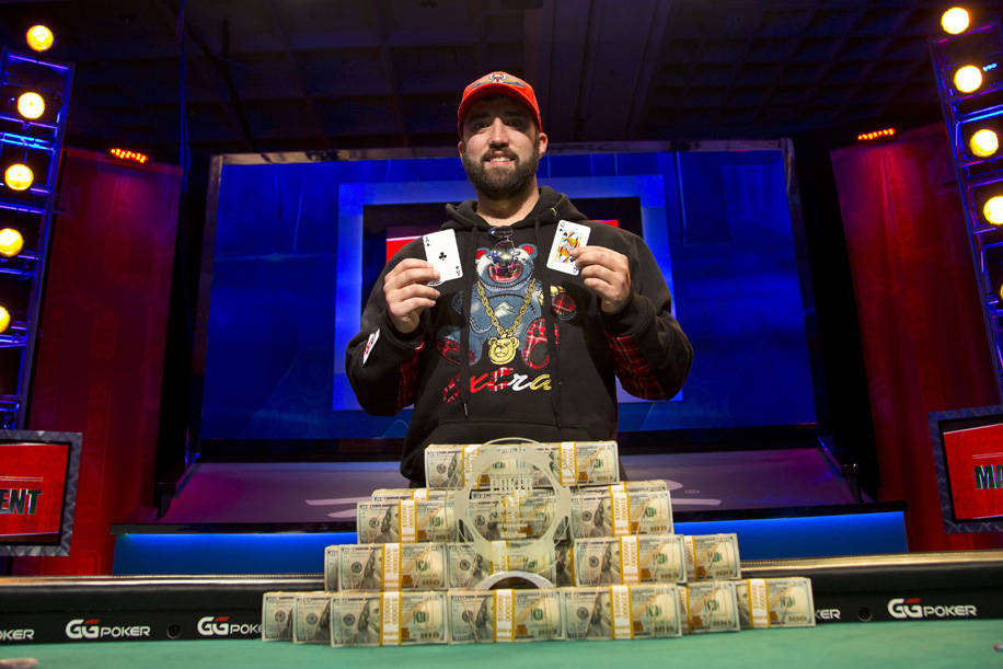 Joseph Hebert after winning the U.S. portion of the World Series of Poker Main Event on Monday, ...