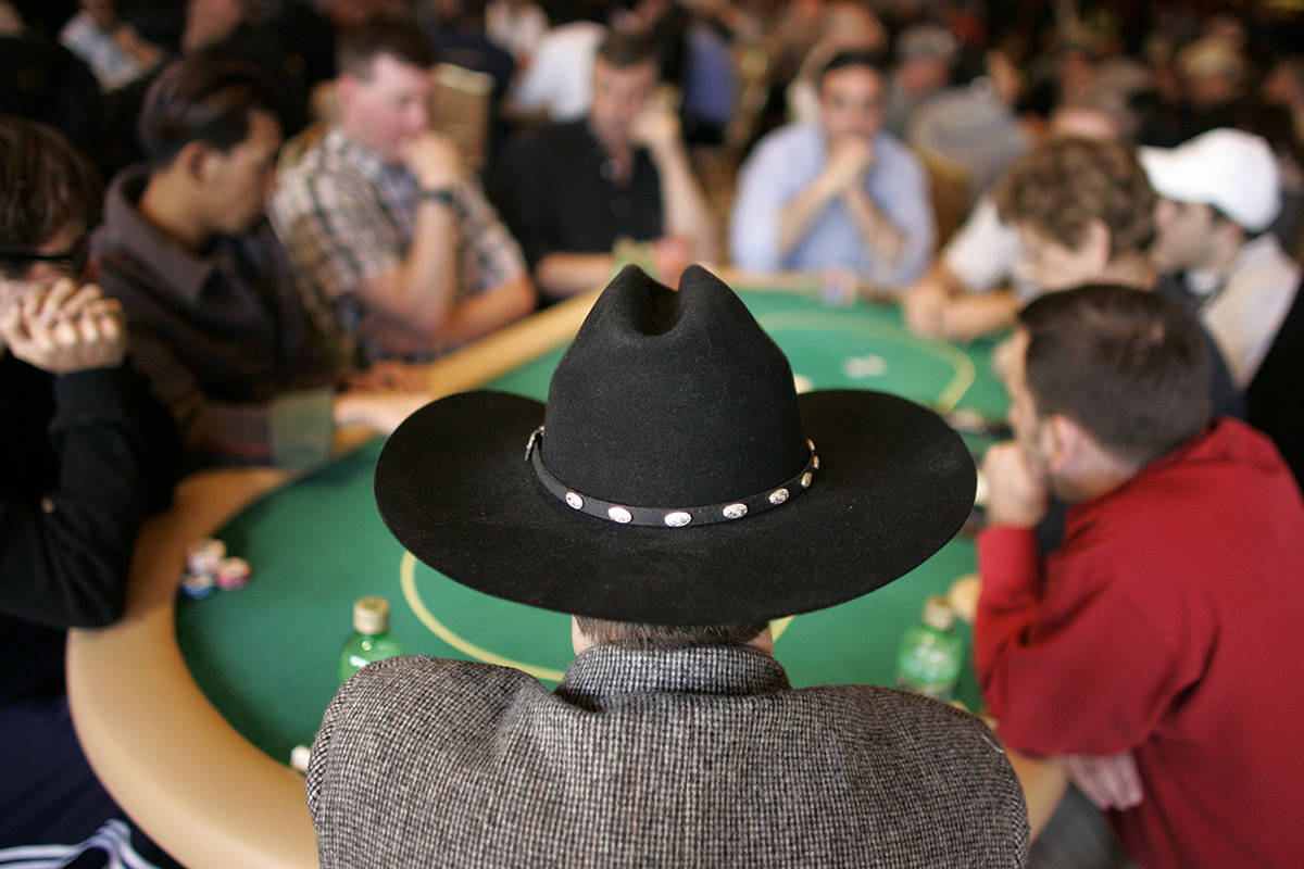Ray Abdelahaq of Albuquerque, N.M., wears a felt Stetson while playing in the World Poker Tour ...