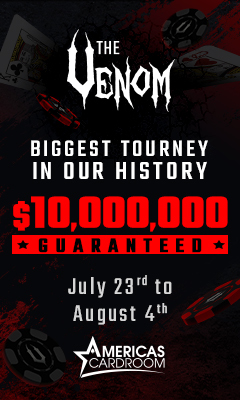 Americas Cardroom Mengumumkan $ 10 Juta Dijamin Venom Online Poker Tournament